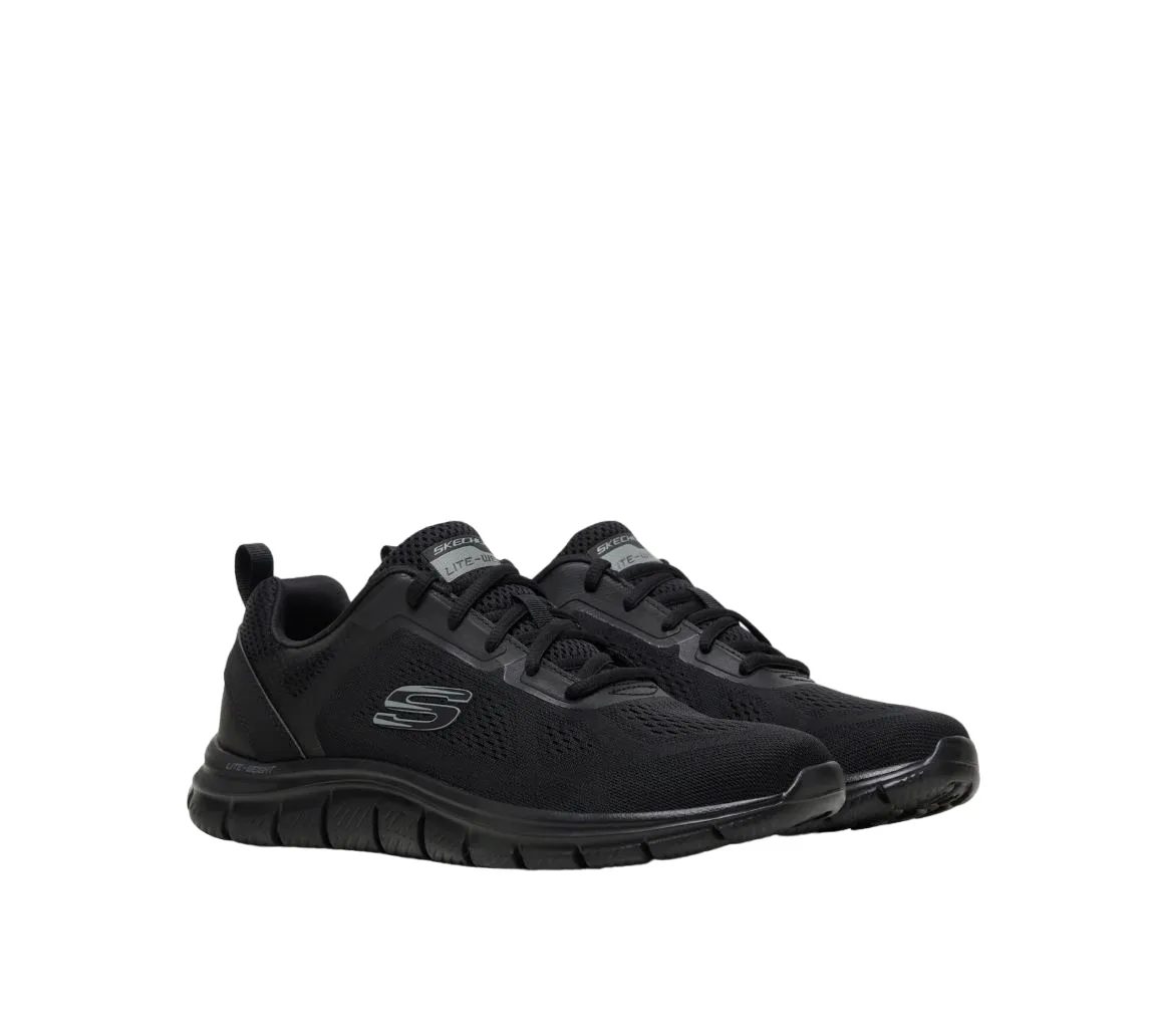 Mens Skechers Track Broader Black Lace Up Athletic Shoes