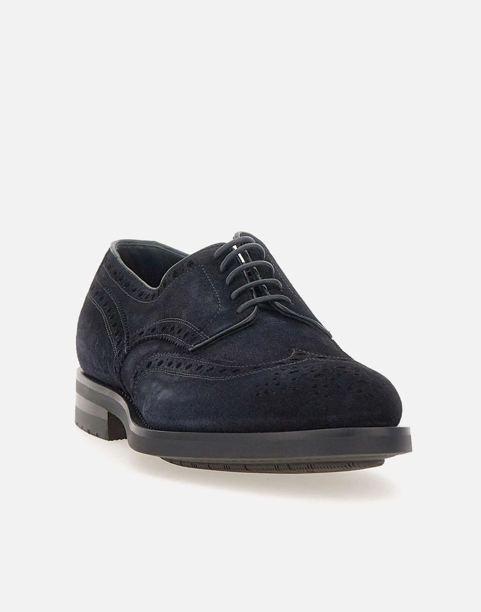 Midnight Blue Suede Lace-Up Oxfords