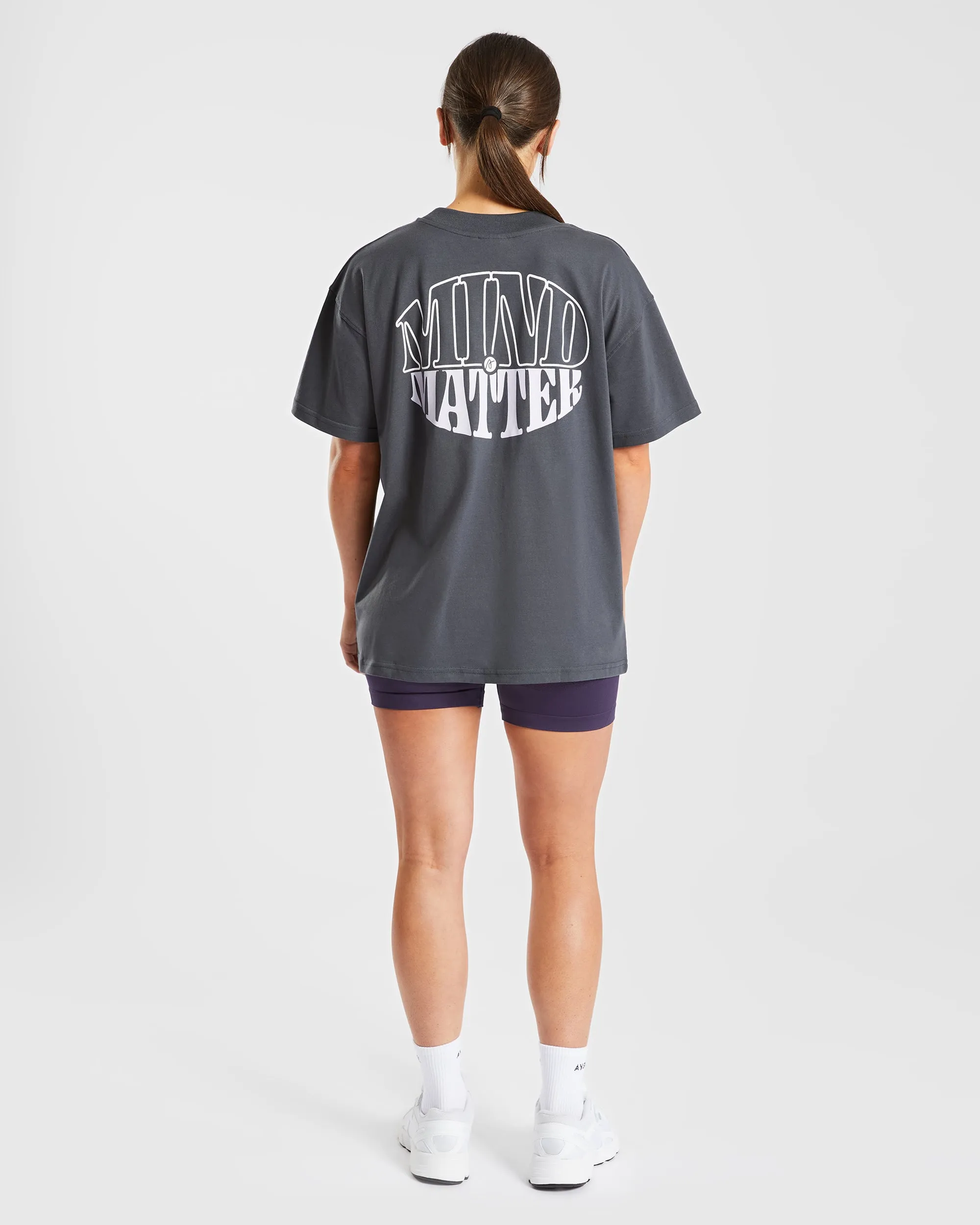 Mind Over Matter Oversized T Shirt - Charcoal/Lilac