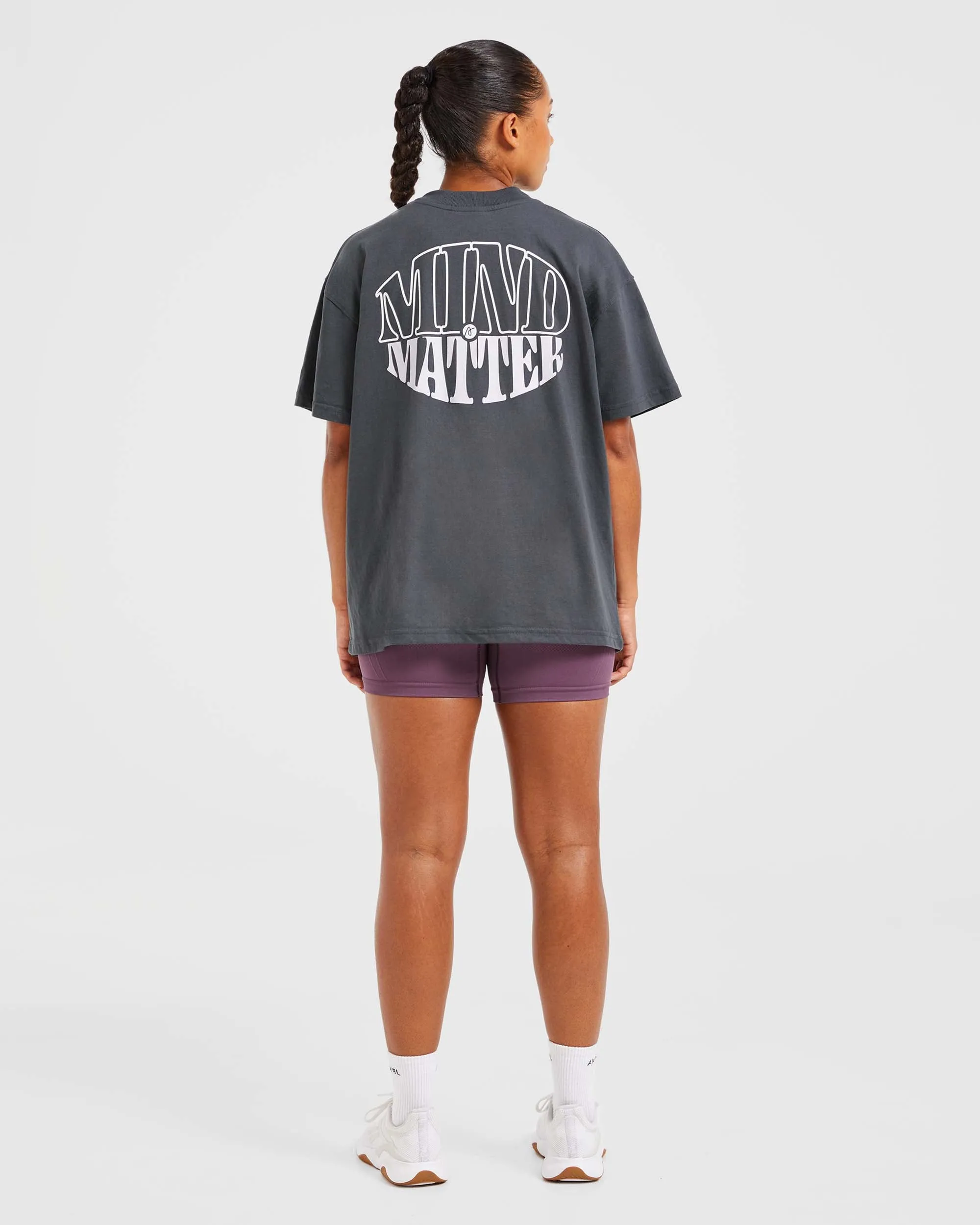 Mind Over Matter Oversized T Shirt - Charcoal/Lilac