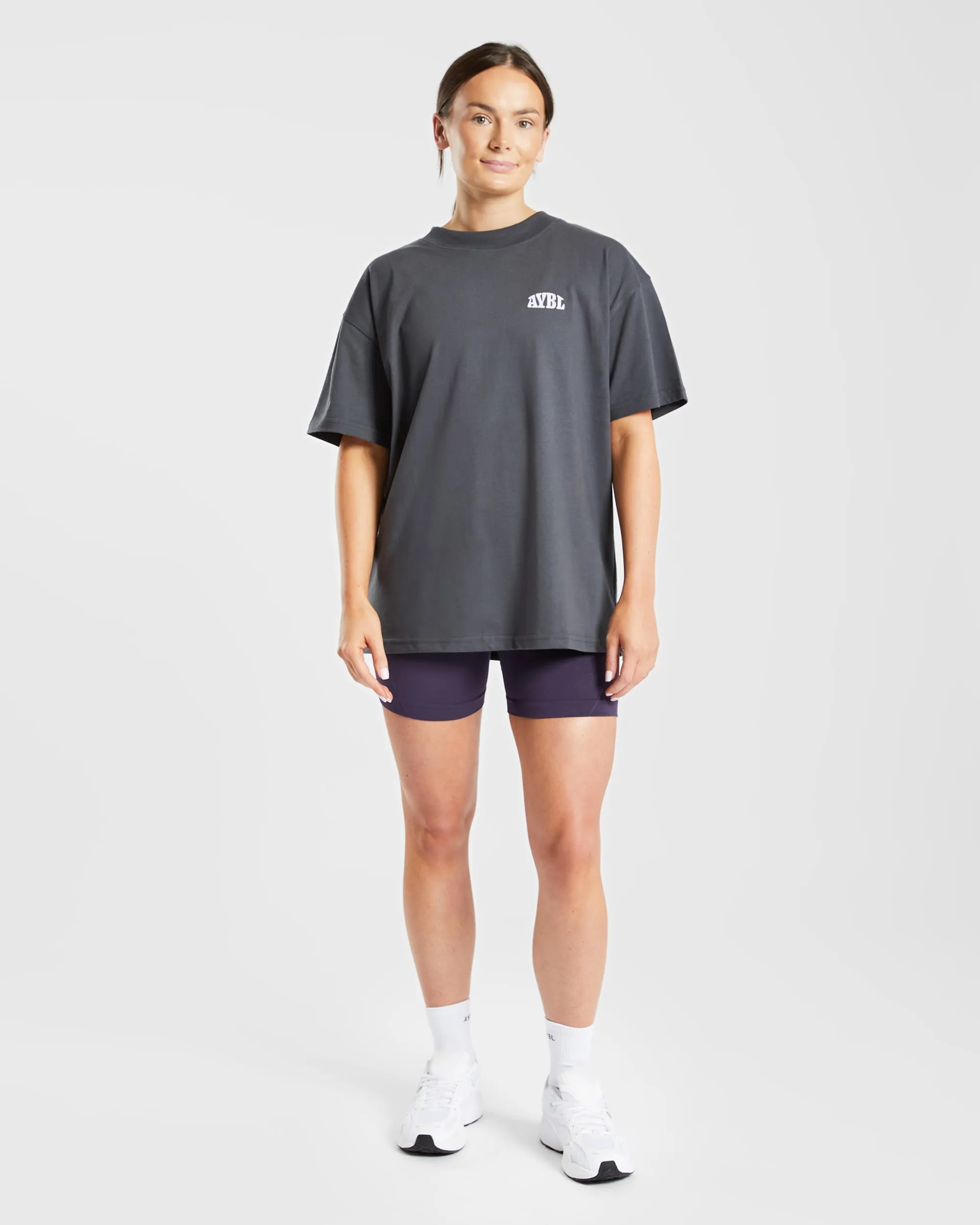 Mind Over Matter Oversized T Shirt - Charcoal/Lilac