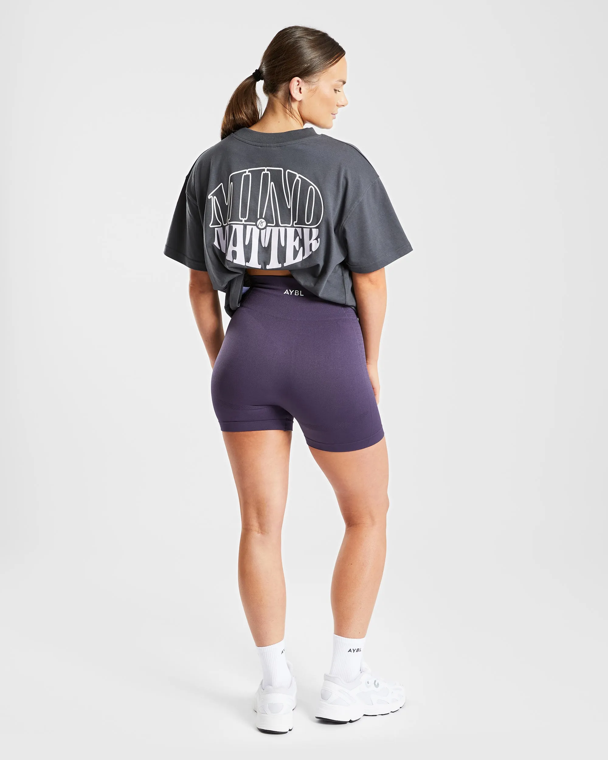 Mind Over Matter Oversized T Shirt - Charcoal/Lilac