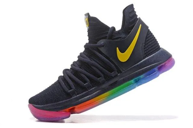 N KD X 10 Black Yellow Multi-Color Men's Basketball Sneakers