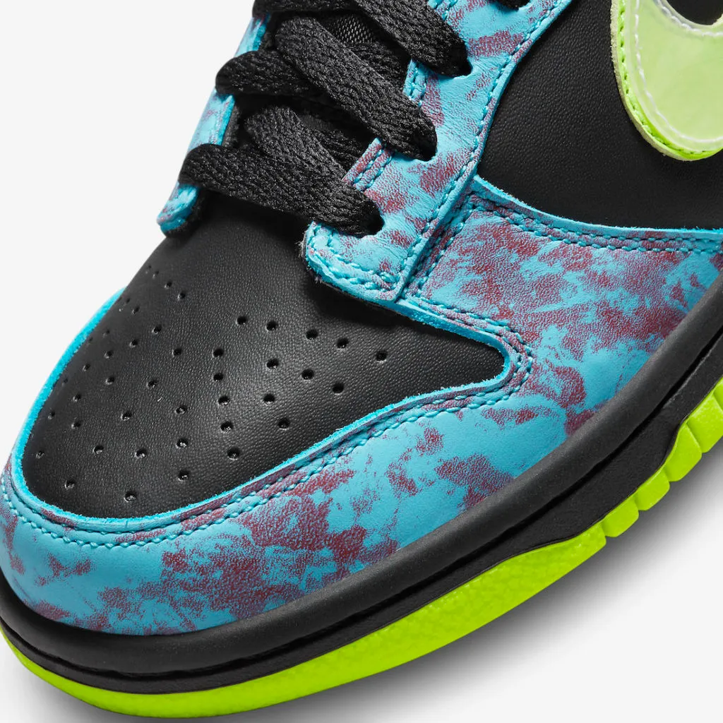 Nike Kid's Dunk Low SE GS Shoes - Multi / Black / Baltic Blue / Volt