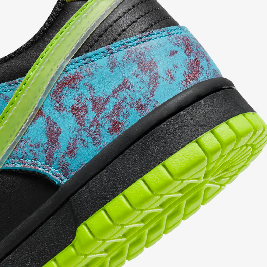 Nike Kid's Dunk Low SE GS Shoes - Multi / Black / Baltic Blue / Volt