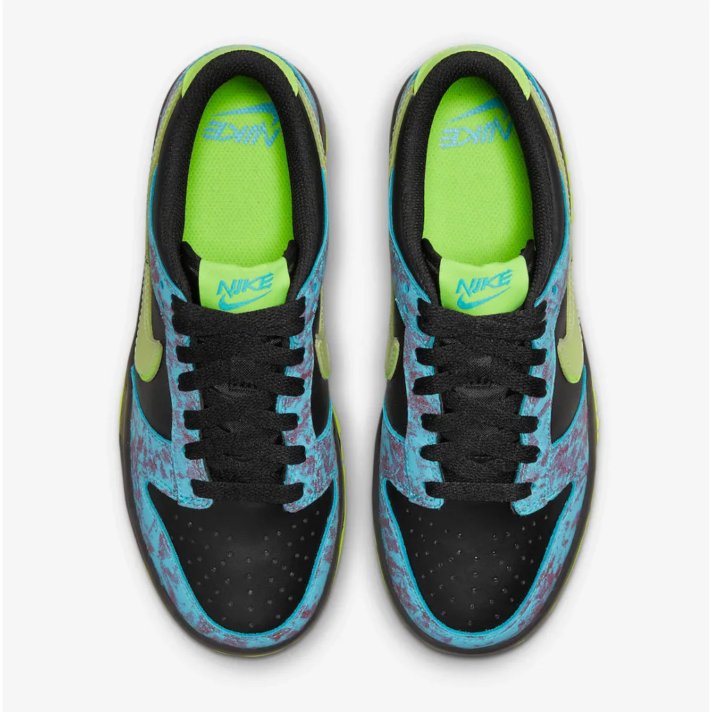 Nike Kid's Dunk Low SE GS Shoes - Multi / Black / Baltic Blue / Volt