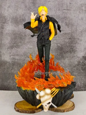 One Piece Three Fighting Blood Sanji Action Figure Luffy Sauron Illuminated Scene Statue Anime Figure | 40 CMS |