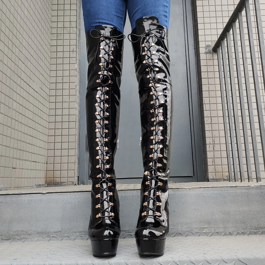 Over Knee High Boots Chunky Heels