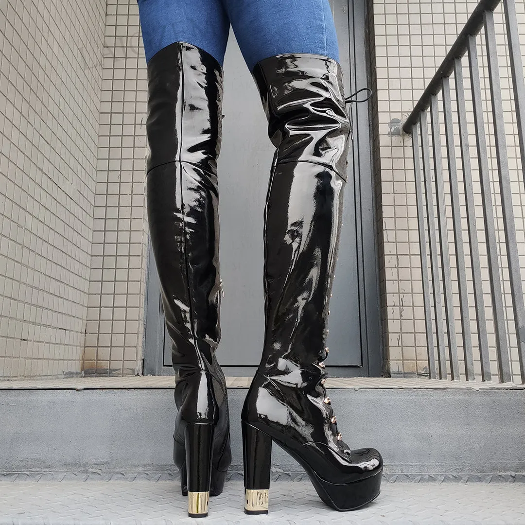 Over Knee High Boots Chunky Heels