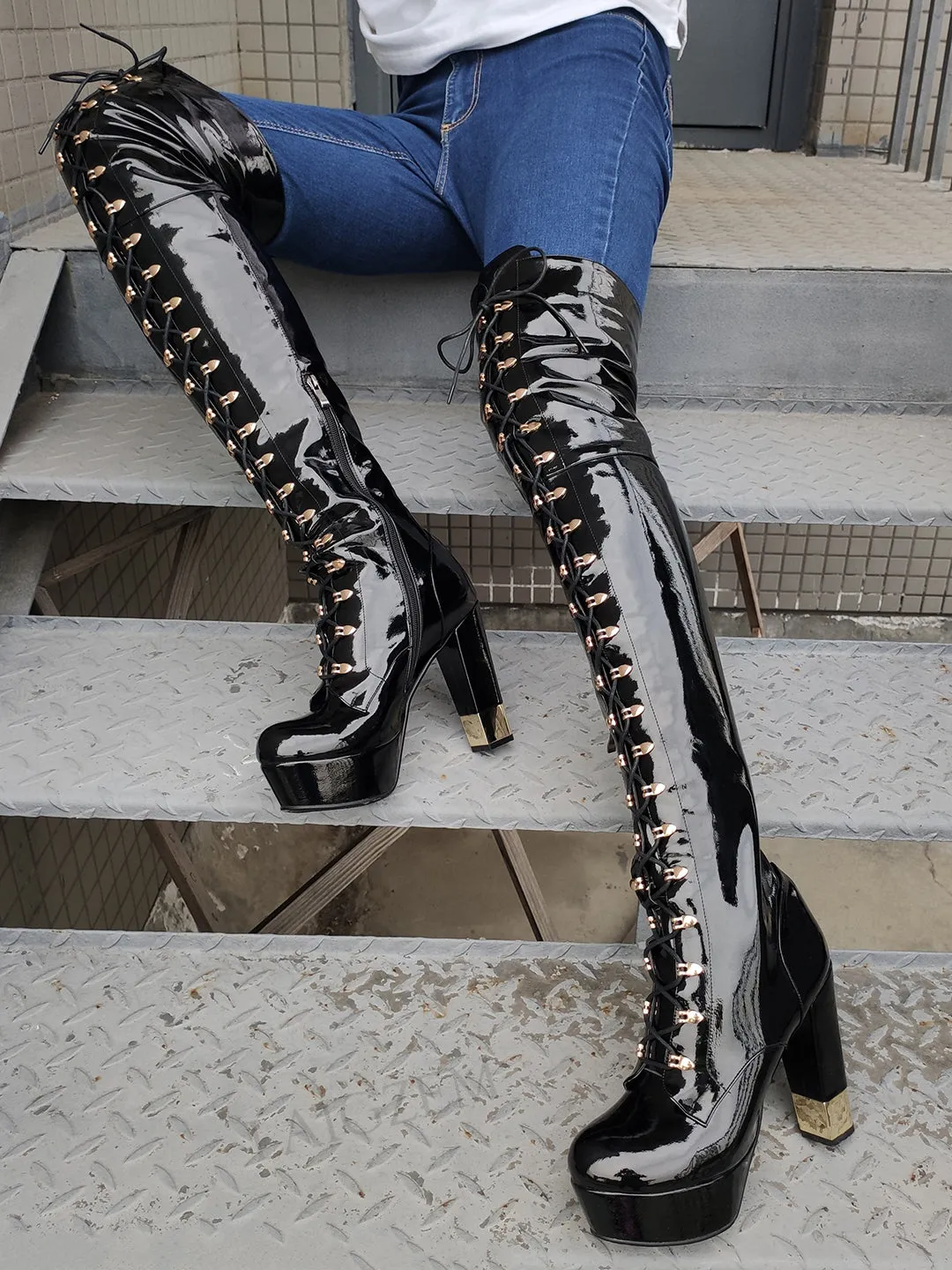 Over Knee High Boots Chunky Heels