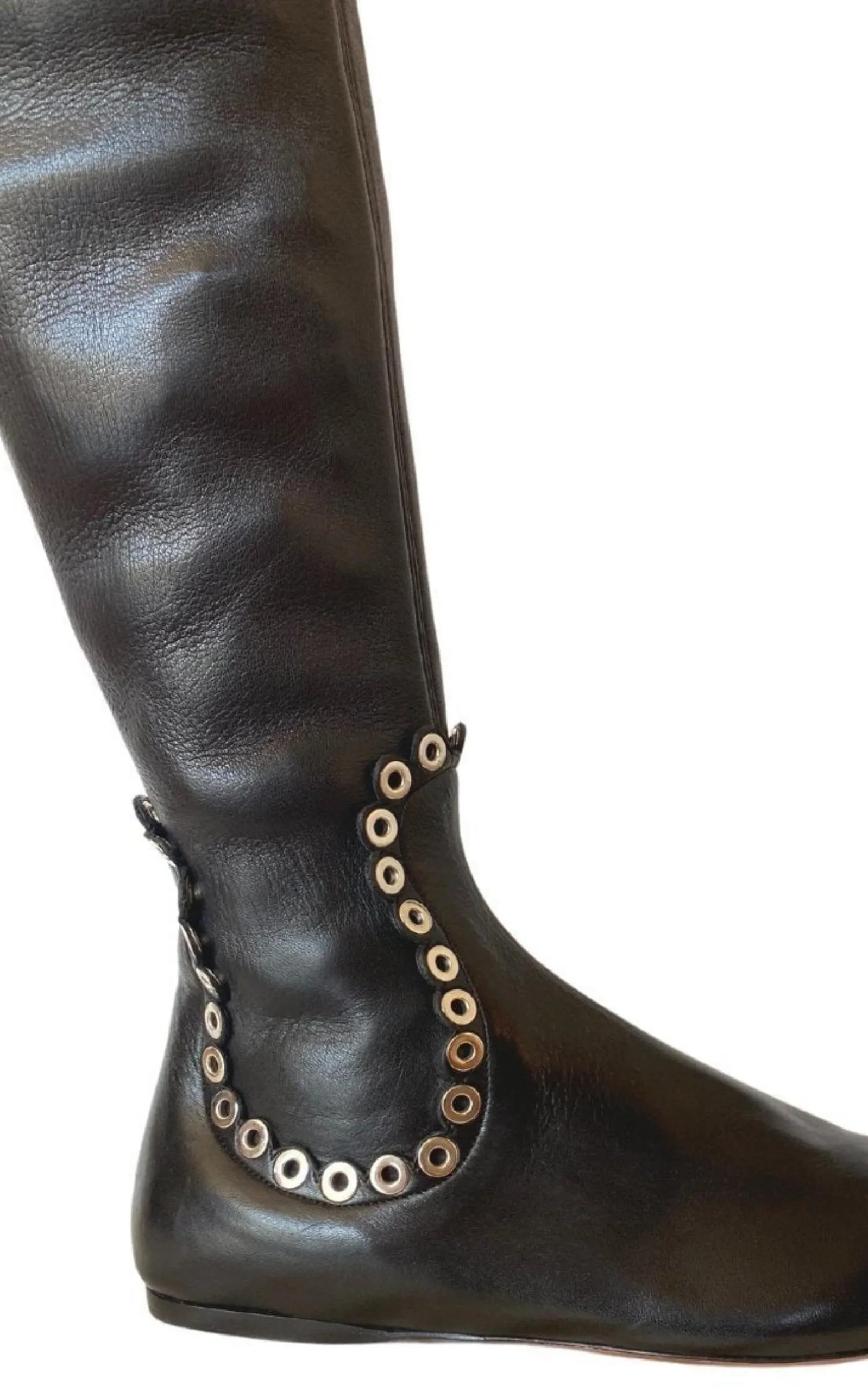 Over Knee Studded Flat Boots