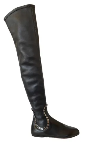 Over Knee Studded Flat Boots