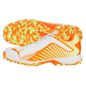 Puma Cricket Shoes, 22-FH-Rubber - White/Orange/Yellow