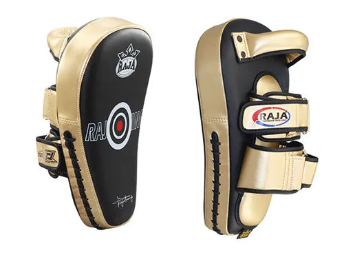 RAJA RTML-9 DELUXE MUAY THAI BOXING MMA PUNCHING AIR LONG FOCUS MITTS KICK PADS Cowhide Leather 35.5 x 22 x 9 cm