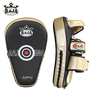 RAJA RTML-9 DELUXE MUAY THAI BOXING MMA PUNCHING AIR LONG FOCUS MITTS KICK PADS Cowhide Leather 35.5 x 22 x 9 cm