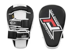 RAJA RTMP-9 MUAY THAI BOXING MMA PUNCHING AIR LONG FOCUS MITTS KICK PADS Cooltex PU Leather 35.5 x 22.5 x 7 cm Black White