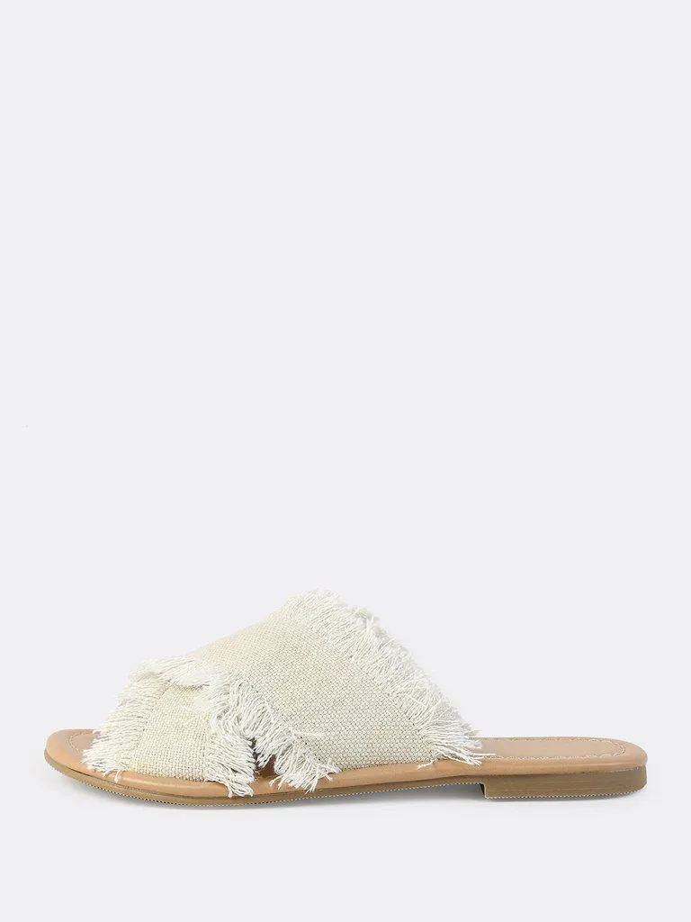 Raw Trim Cross Band Denim Flip Flops