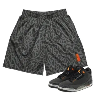 Retro 3 Fear Elephant Print Mesh Shorts