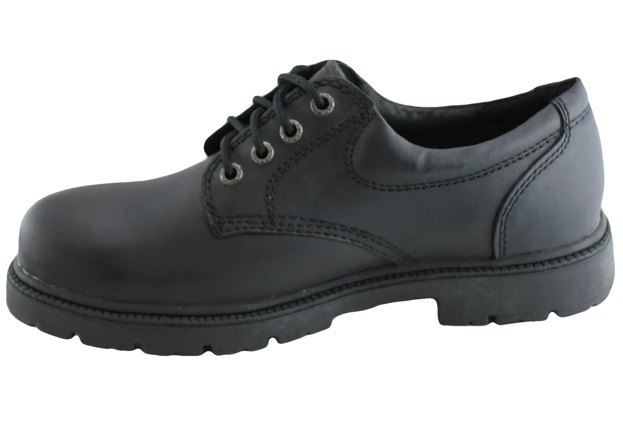 Roc Magnum Senior Lace Up Black Leather Comfortable School Shoes