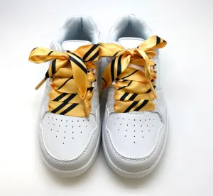 Satin Shoelaces yellow and black stripe ideal for hip hop, dance team, sneaker junkie, cheerleading, wedding, in 36" and 44" lengths