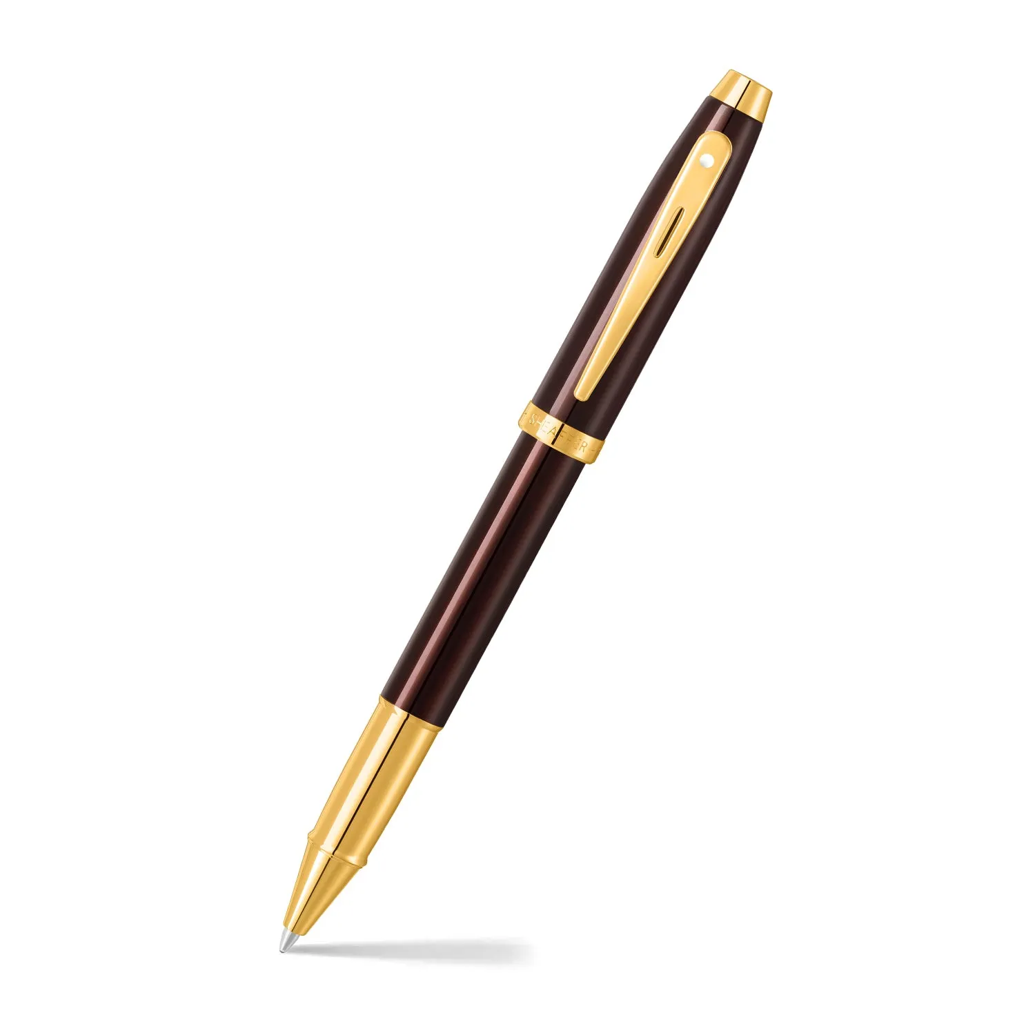 Sheaffer® 100 9370 Glossy Coffee Brown Rollerball Pen With PVD Gold-Tone Trim