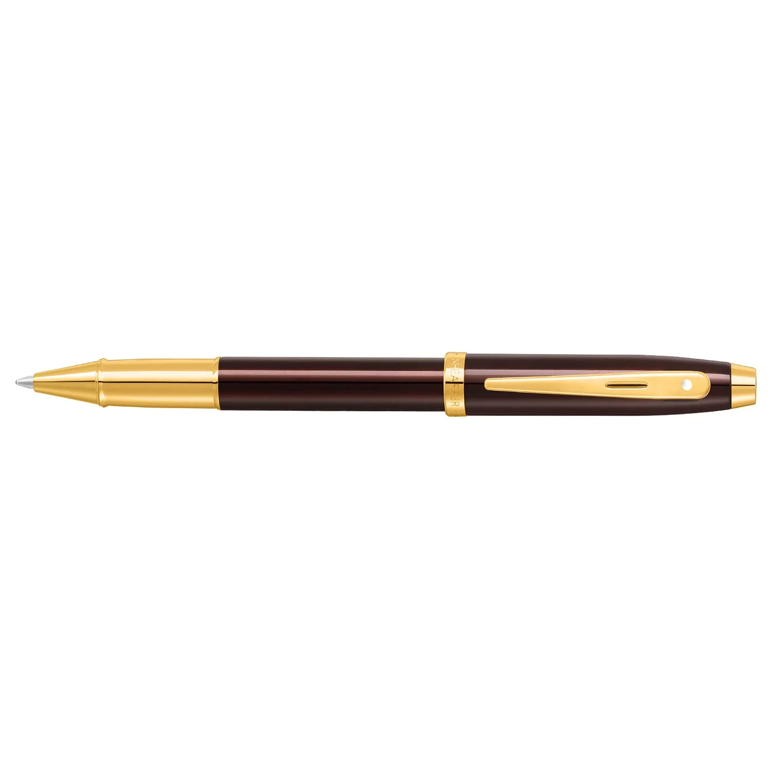 Sheaffer® 100 9370 Glossy Coffee Brown Rollerball Pen With PVD Gold-Tone Trim