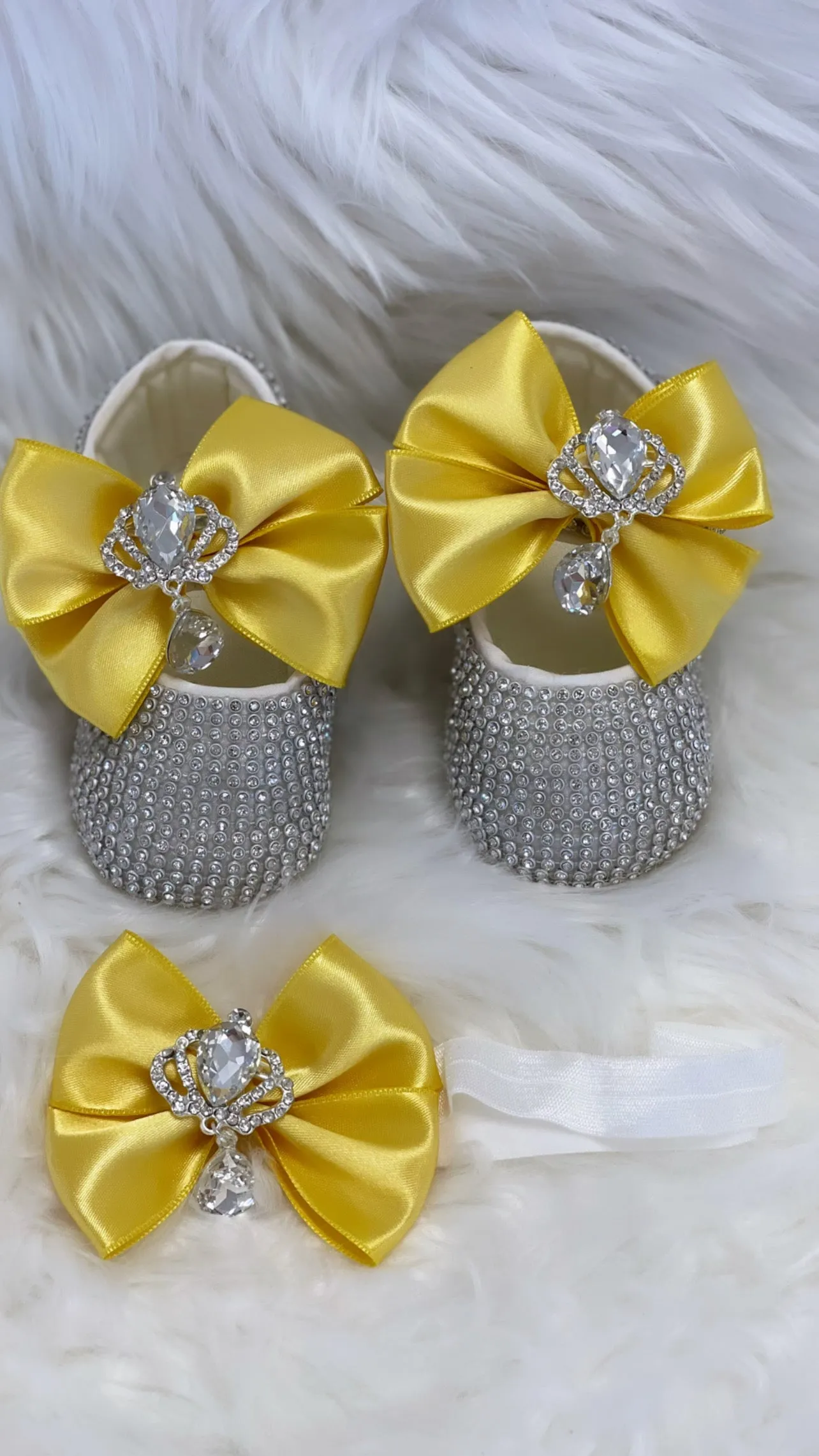 Silver & Yellow Jeweled Ada Shoes & Headband