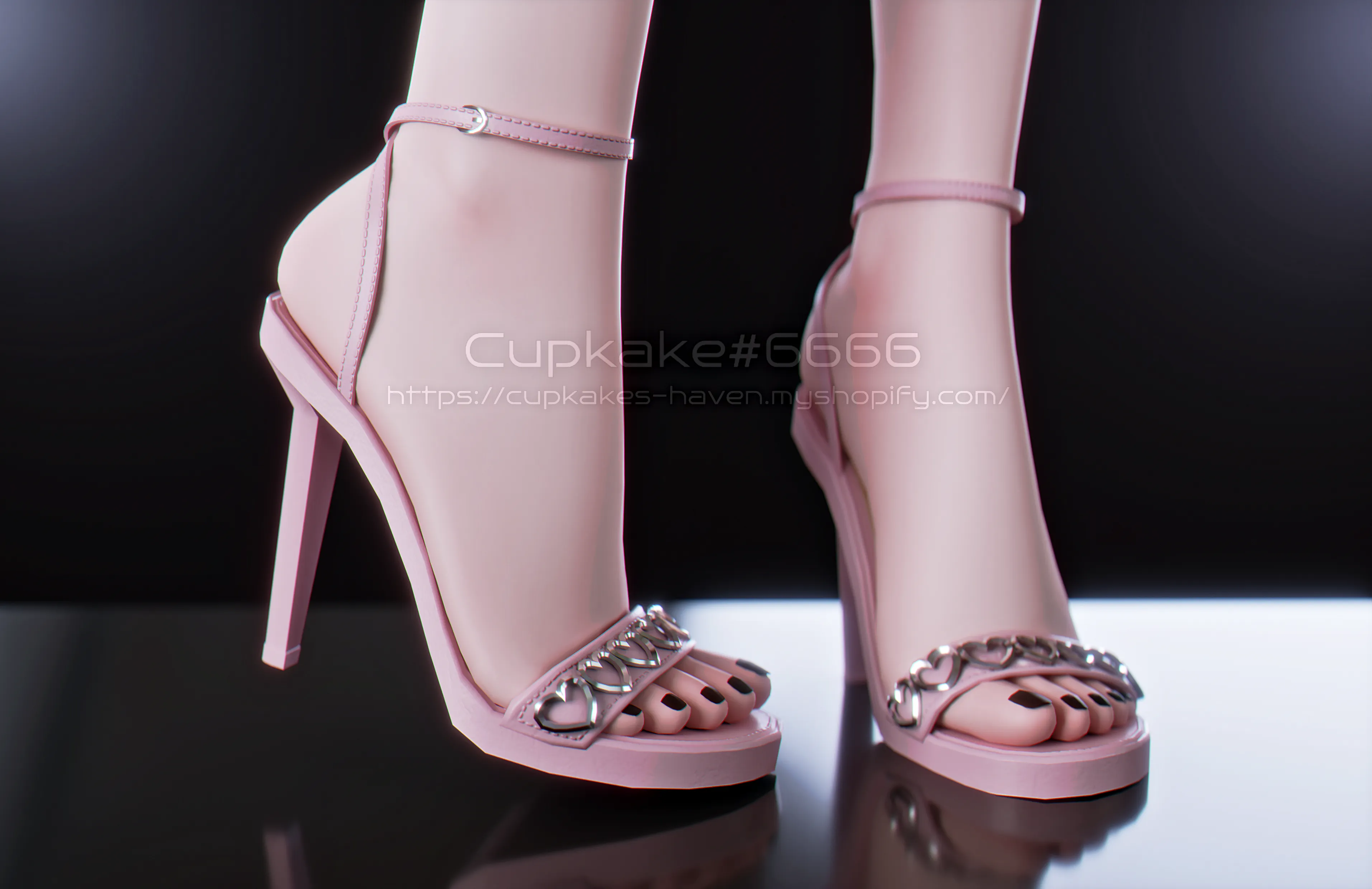 Simple strappy sandal high heel shoes (3D Model Asset)(Commercial license)