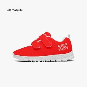 Sixty Eight 93 Logo White Red Kids Lightweight Velcro Shoe