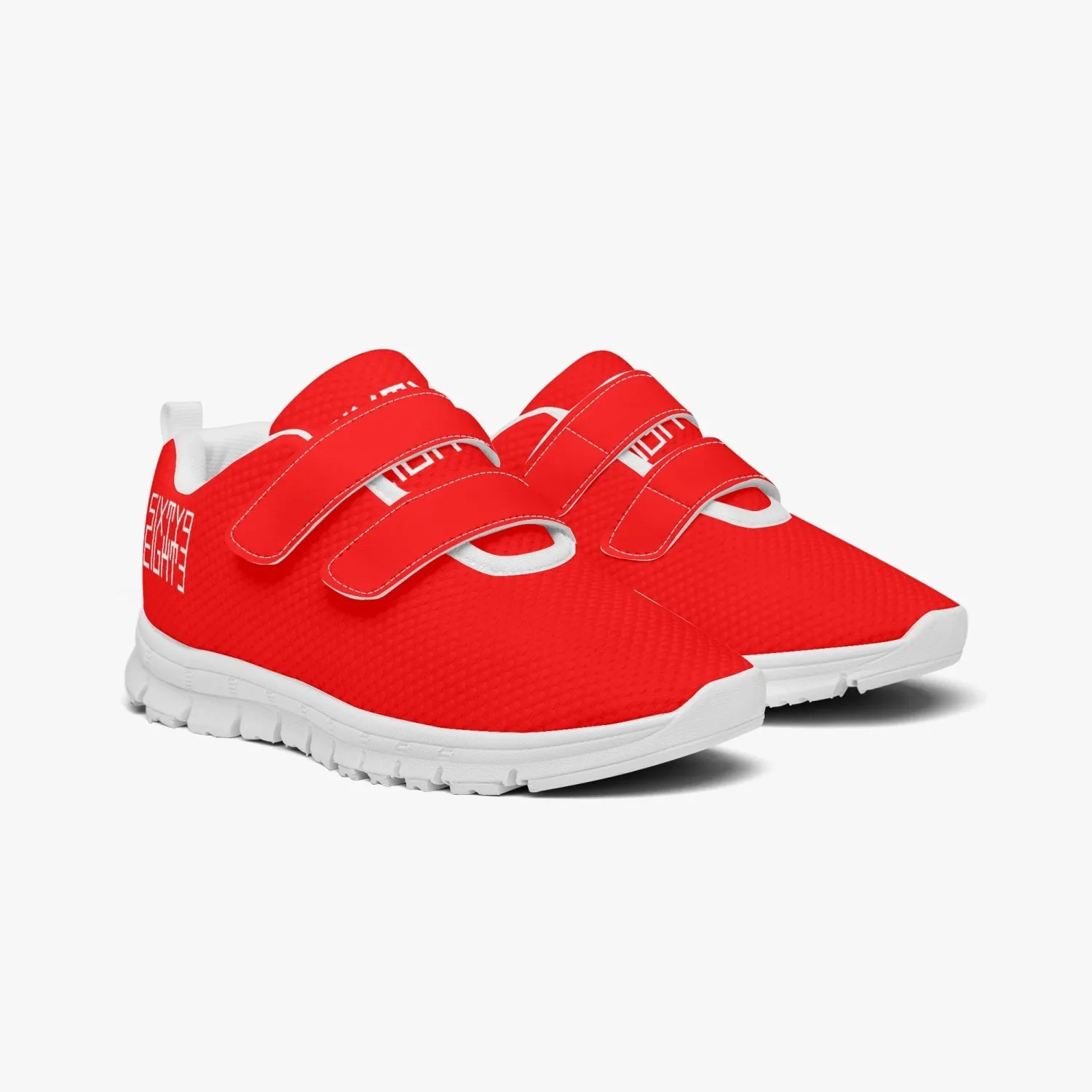 Sixty Eight 93 Logo White Red Kids Lightweight Velcro Shoe