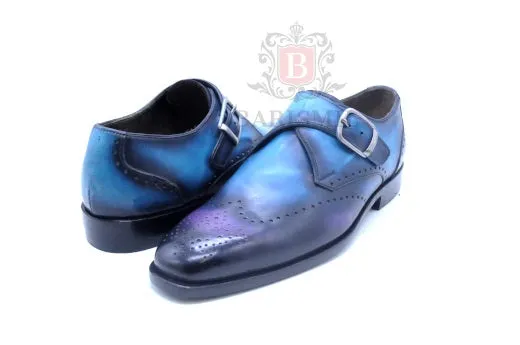 Smith II - Blue Patina Single Monk Shoes