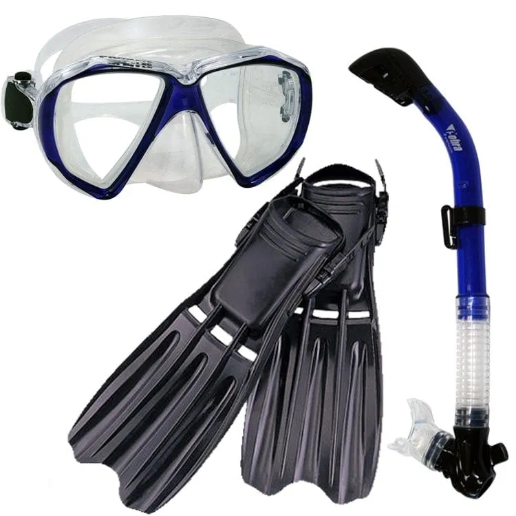 Snorkeling Scuba Dive Mask Dry Snorkel Fins Gear Set - SCS0037