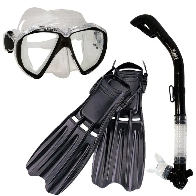 Snorkeling Scuba Dive Mask Dry Snorkel Fins Gear Set - SCS0037