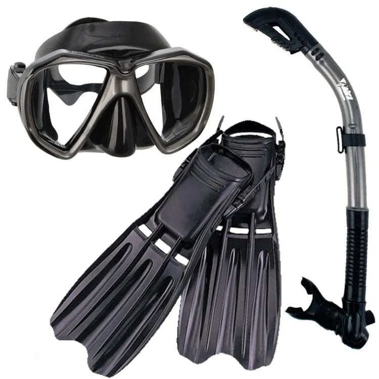 Snorkeling Scuba Dive Mask Dry Snorkel Fins Gear Set - SCS0037