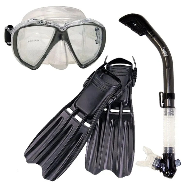 Snorkeling Scuba Dive Mask Dry Snorkel Fins Gear Set - SCS0037