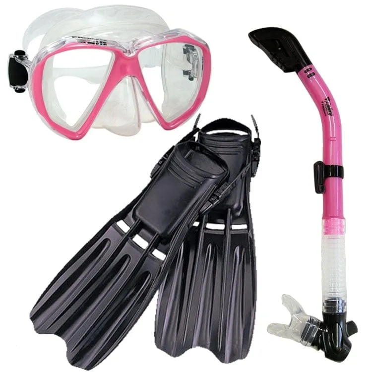 Snorkeling Scuba Dive Mask Dry Snorkel Fins Gear Set - SCS0037