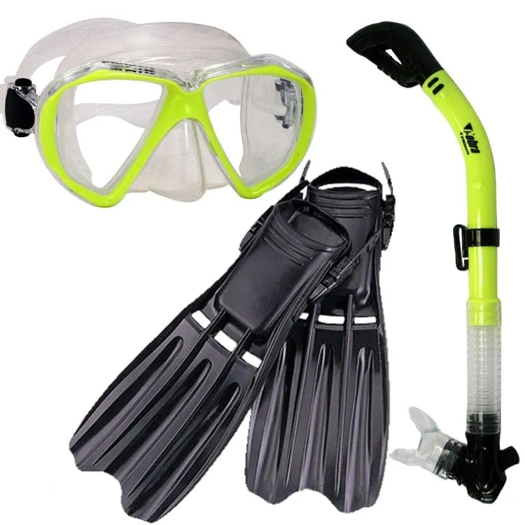 Snorkeling Scuba Dive Mask Dry Snorkel Fins Gear Set - SCS0037