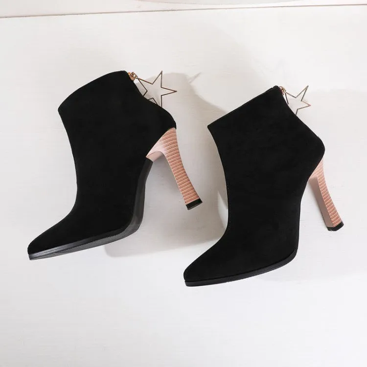 Star Shaped Zipper Women High Heel Ankle Boots