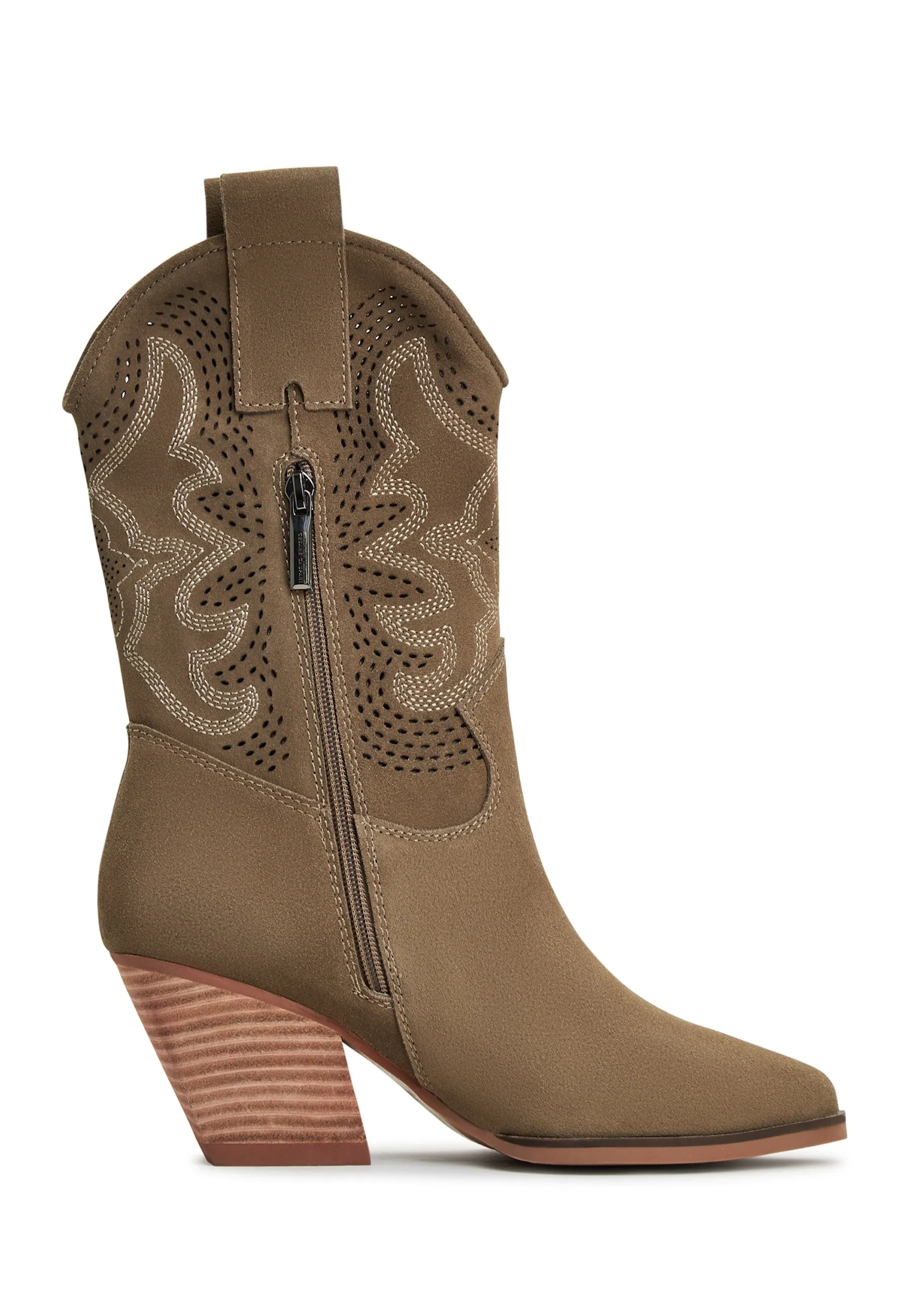 Suede Cowboy Boots Elena - Beige