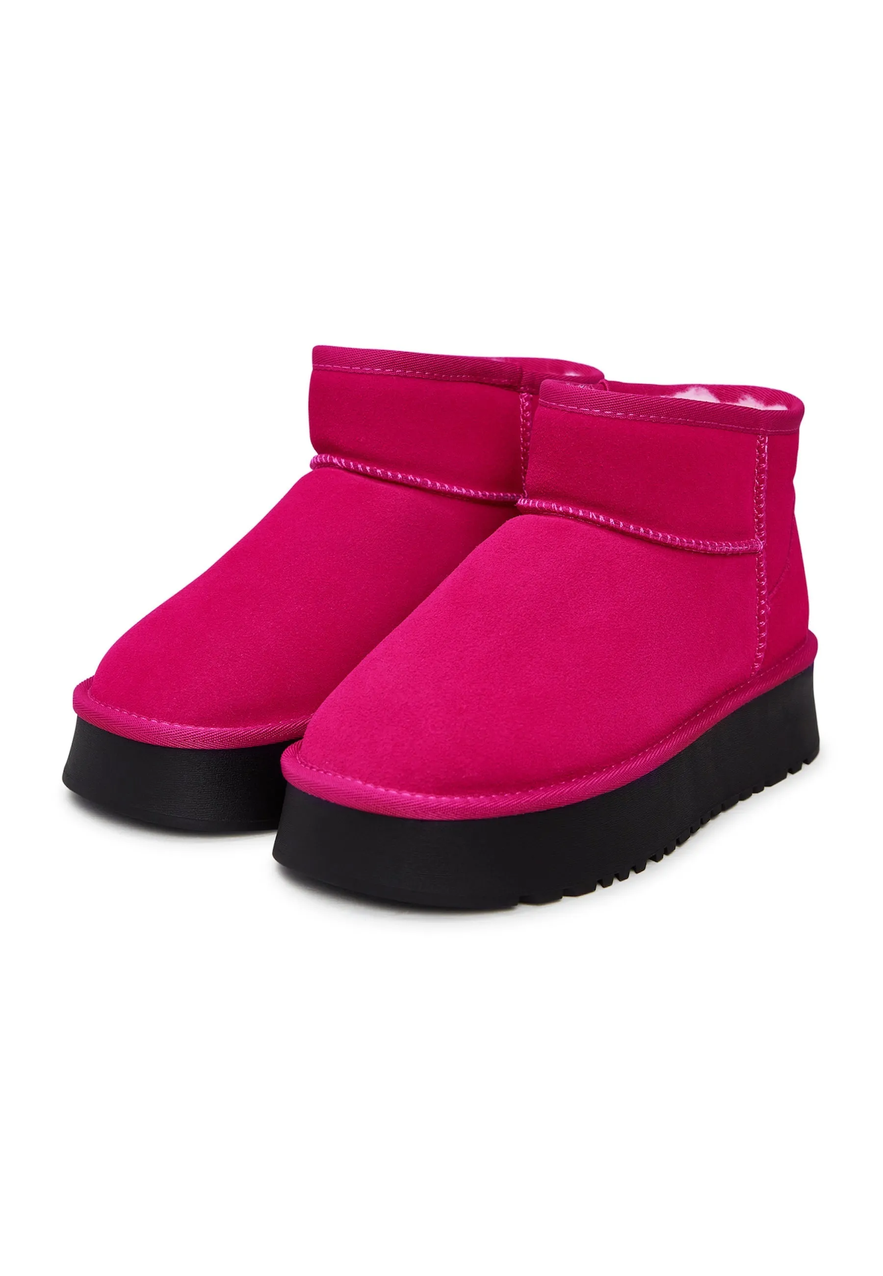 Suede Platform Winter Boots - Pink