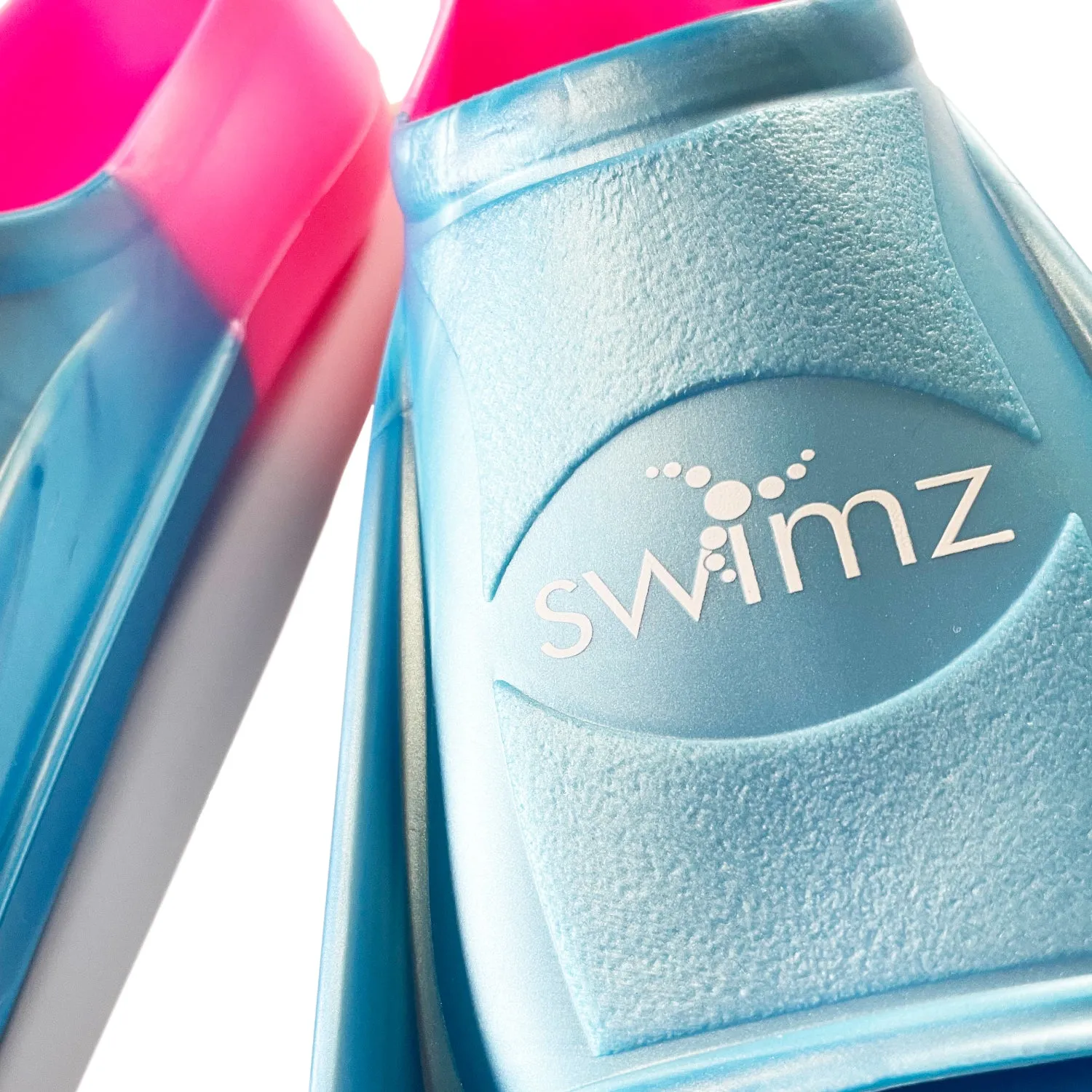 Swimz Short Blade Silicone Training Fins - Blue / Pink