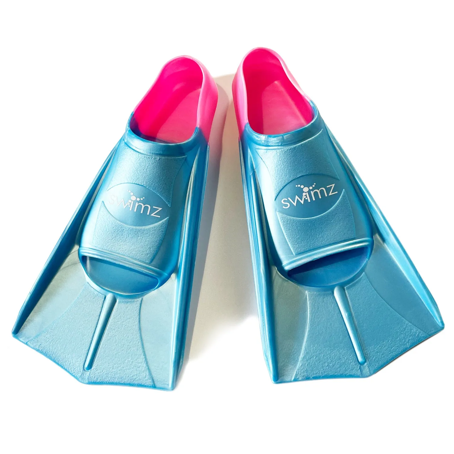 Swimz Short Blade Silicone Training Fins - Blue / Pink