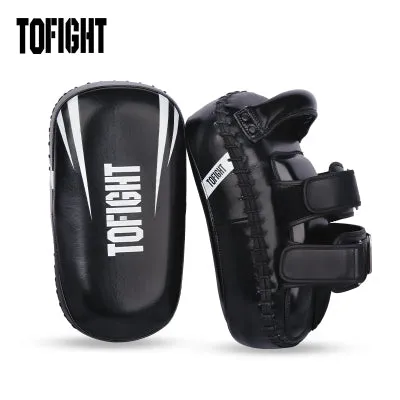 TOFIGHT MUAY THAI BOXING MMA KICK PADS EXTRA THICK PAIR 35 x 20 x 10 cm Black White