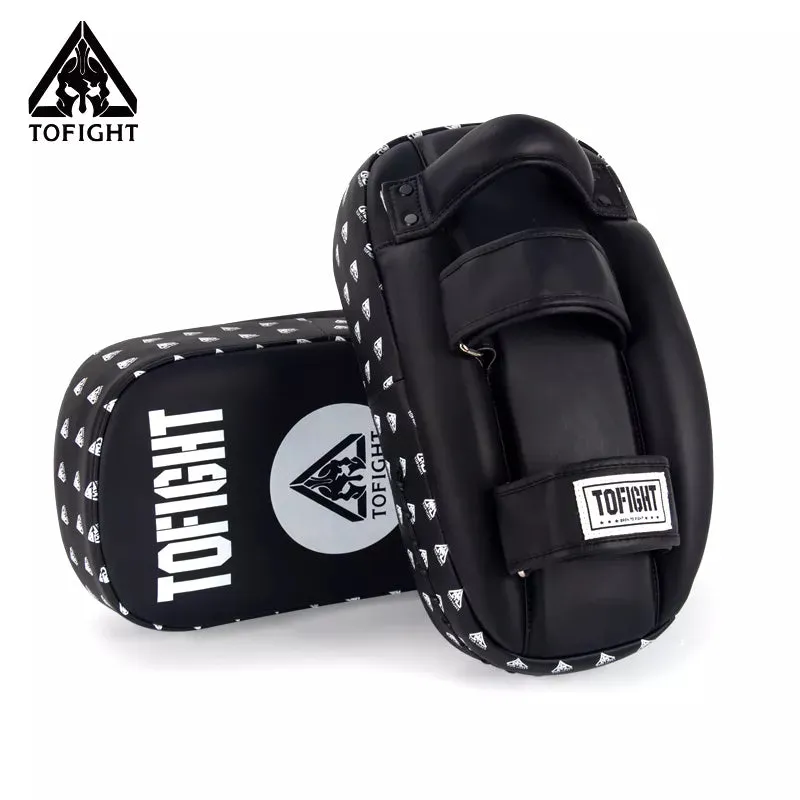 TOFIGHT MUAY THAI BOXING MMA KICK PADS EXTRA THICK PAIR BLACK