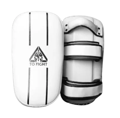 TOFIGHT MUAY THAI BOXING MMA KICK PADS MULTI LAYERS PAIR White