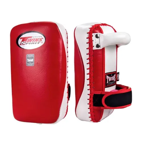 TWINS SPIRIT KPL-14 MUAY THAI BOXING MMA KICK PADS Leather Red White