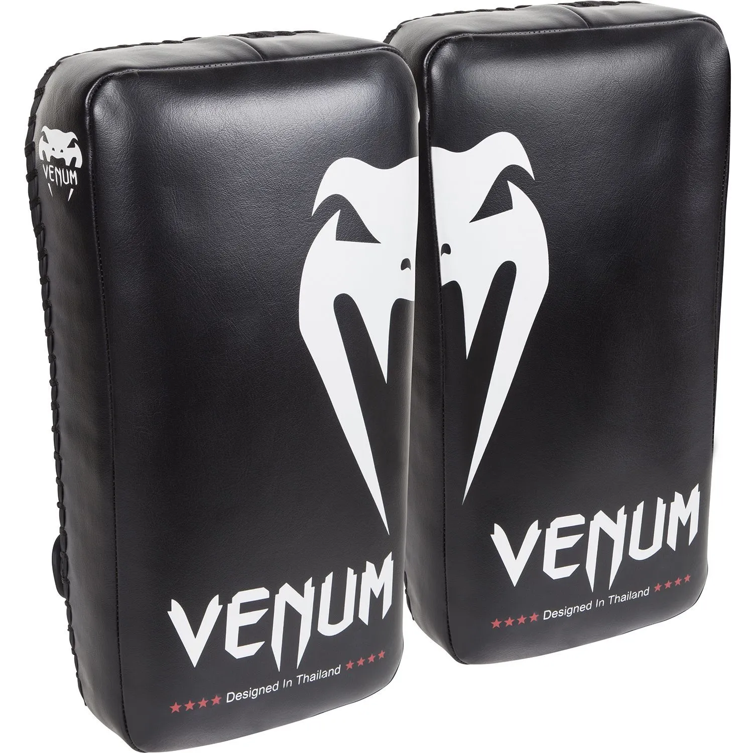 VENUM-1120 Giant MUAY THAI BOXING MMA KICK PADS Premium Skintex Leather Black Ice