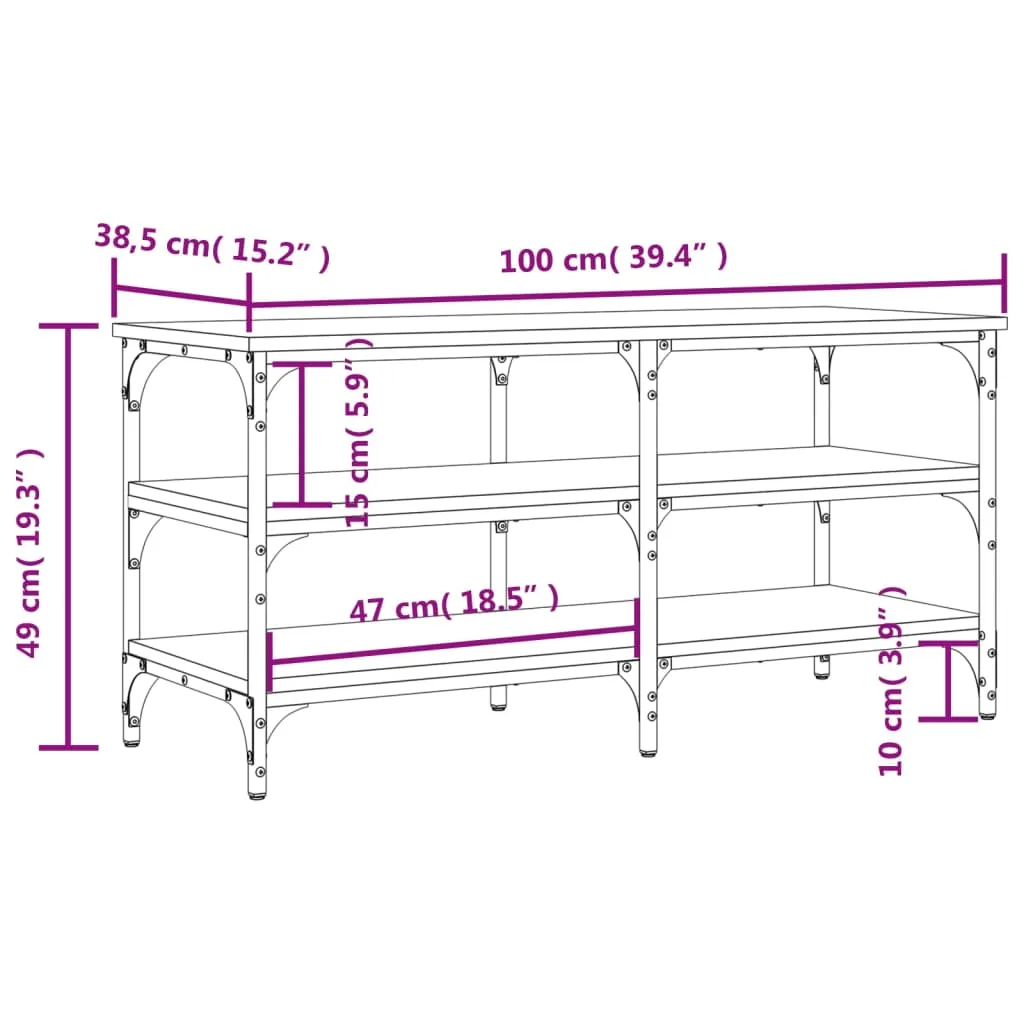 vidaXL Shoe Bench Brown Oak 100x38.5x49 cm Engineered Wood