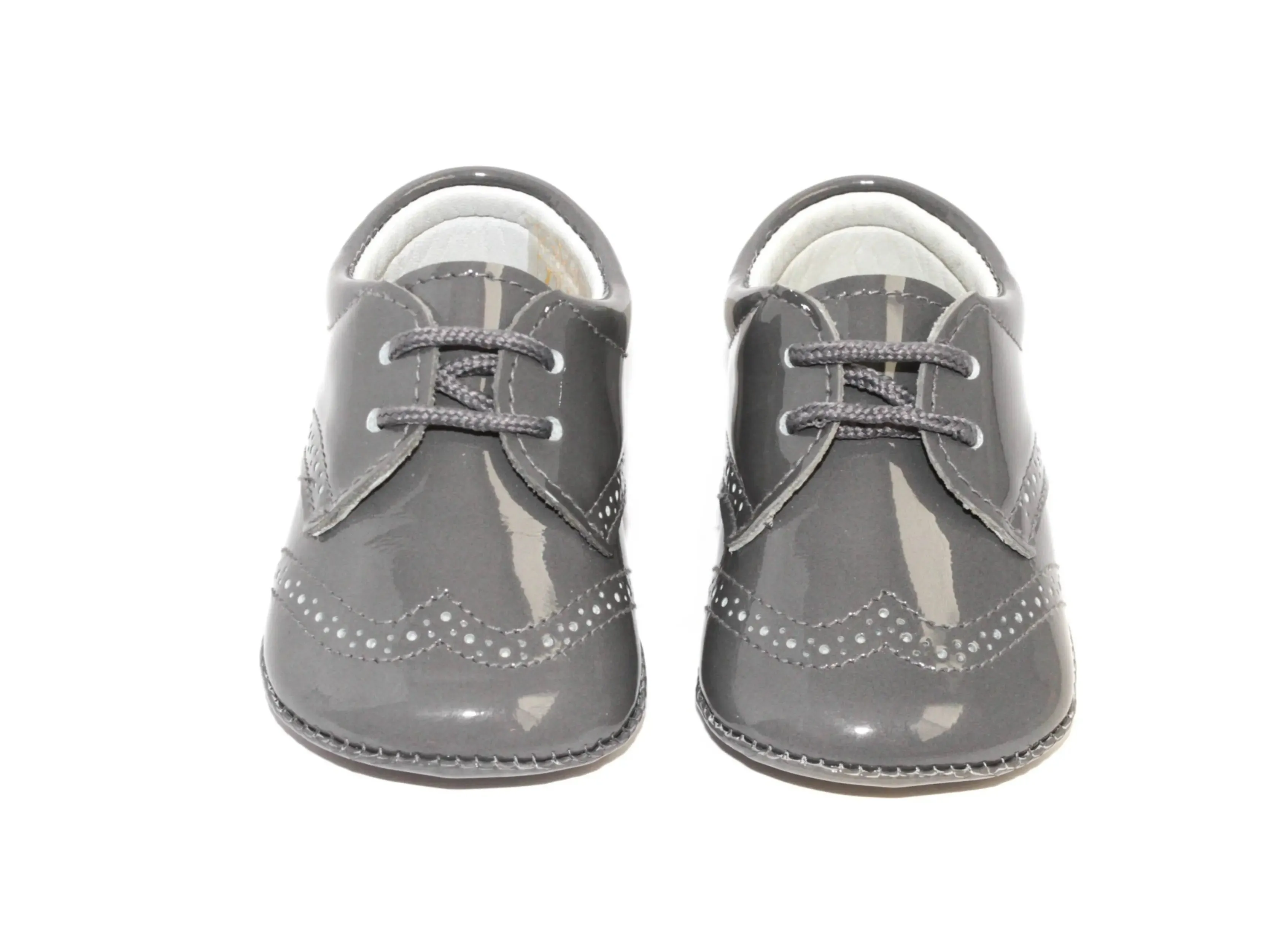 Vincent- Grey Patent Leather Baby Oxford Shoes