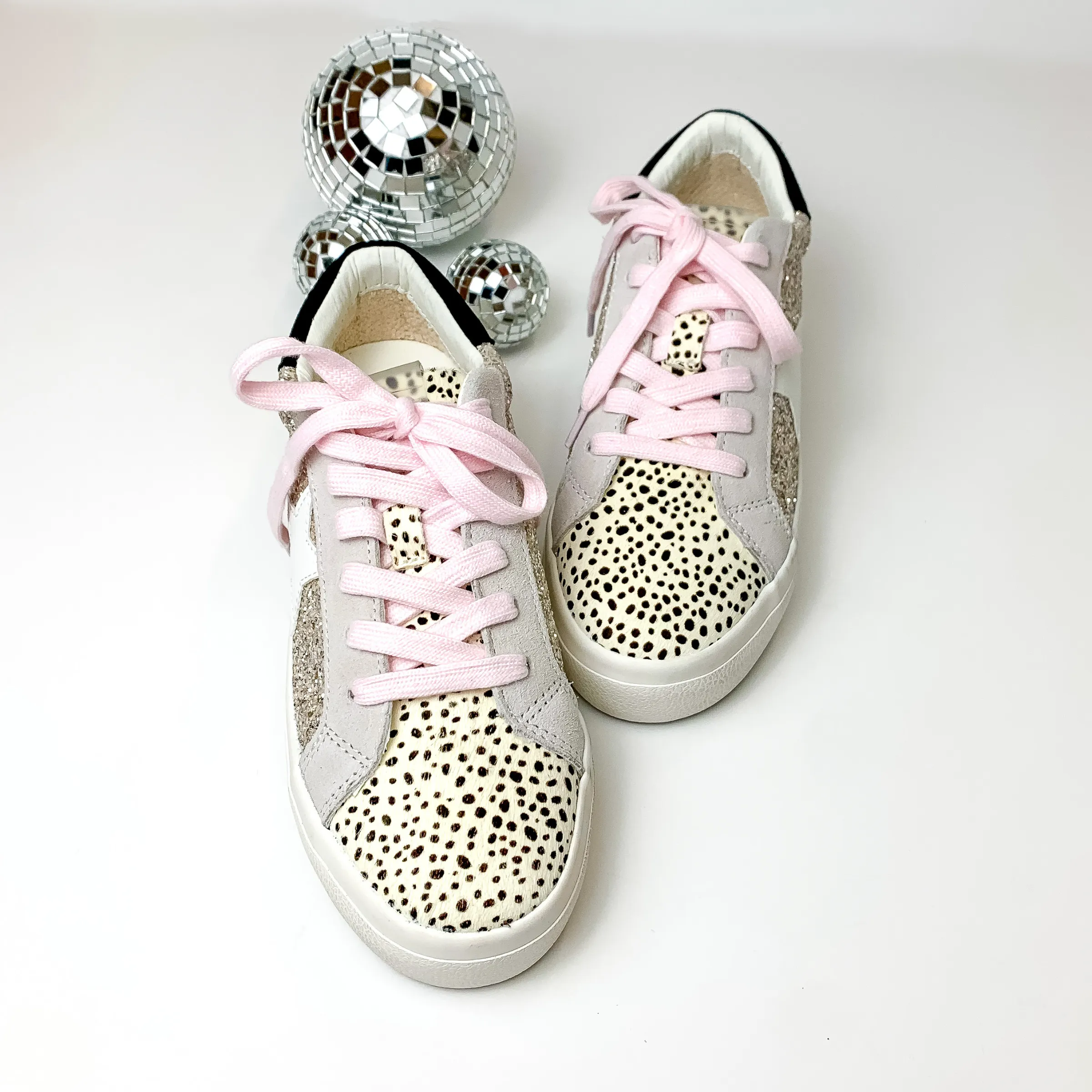 Vintage Havana | Hailey Sneakers in Washed Glitter and Cheetah Print